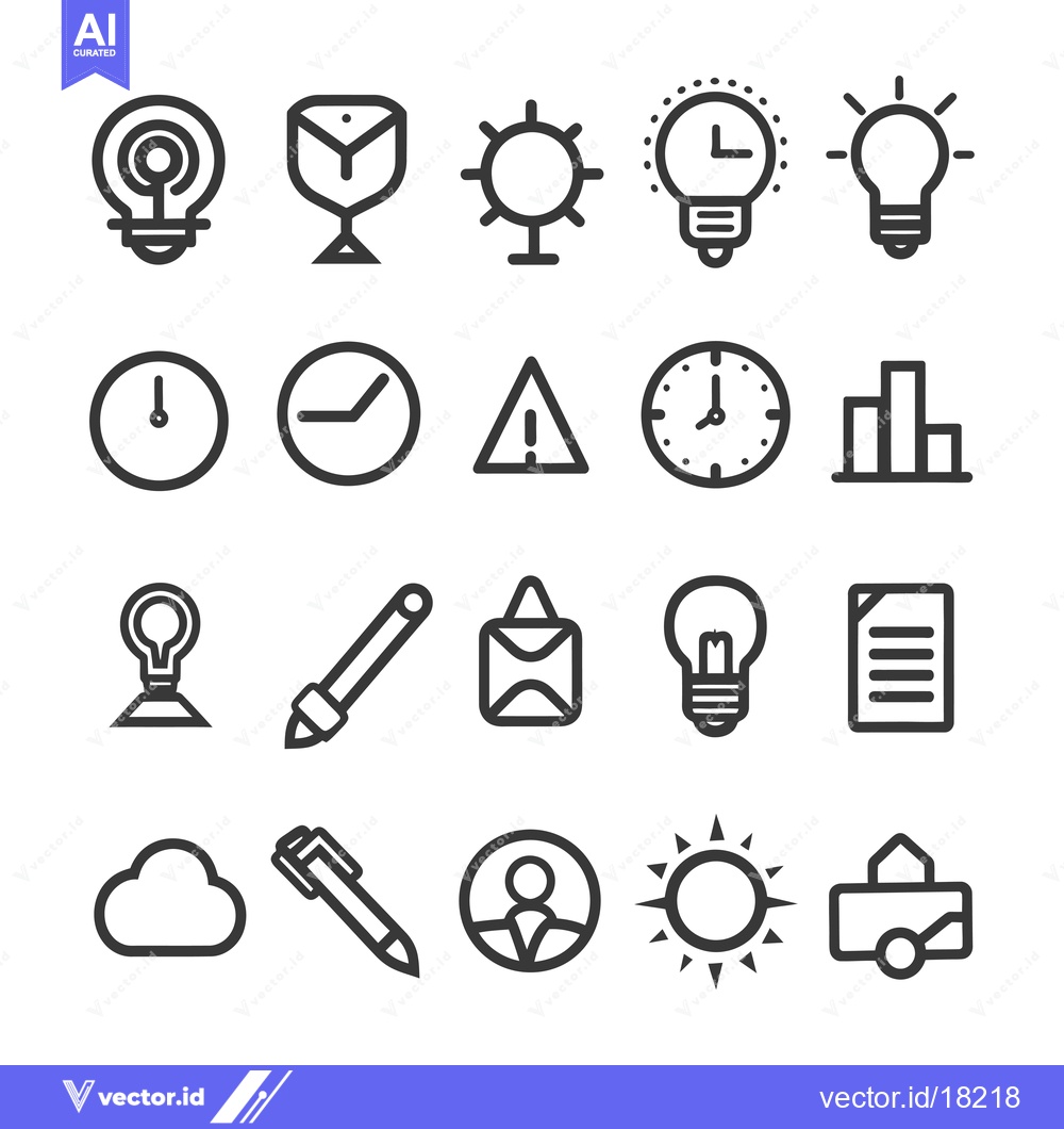 Premium Vector dari A Set of 20 Line Icons Representing Various Concepts