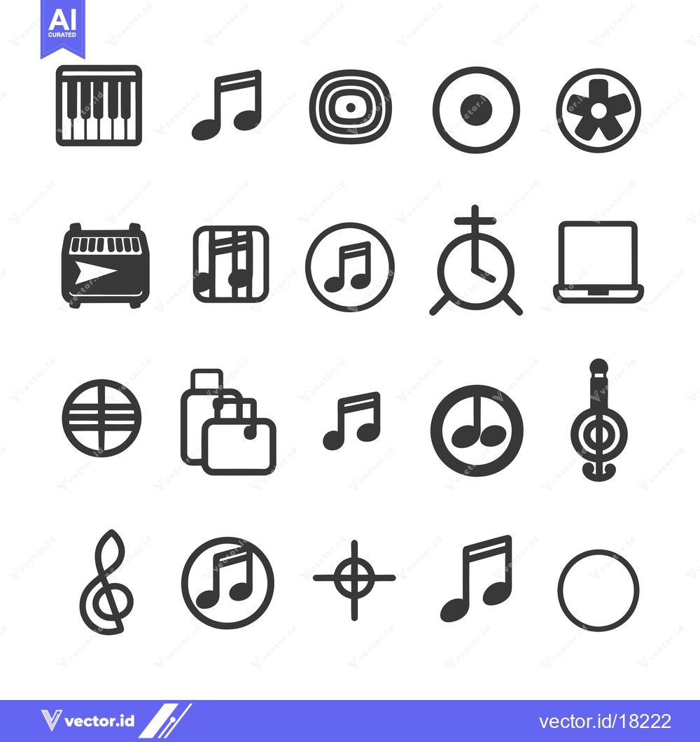 Premium Vector dari A Set of 20 Music-Related Icons