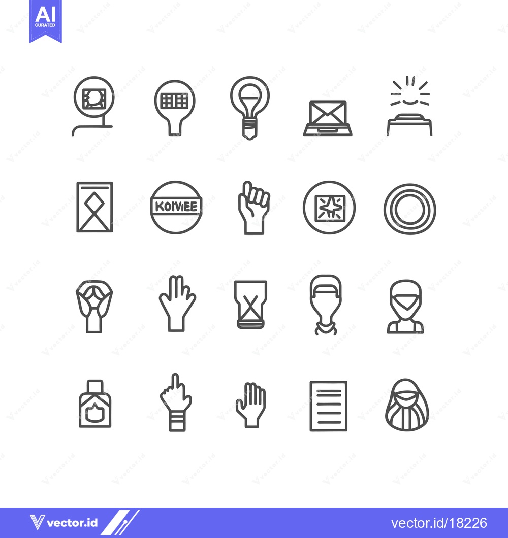 Premium Vector of A set of 20 outline icons representing different themes, such as finan