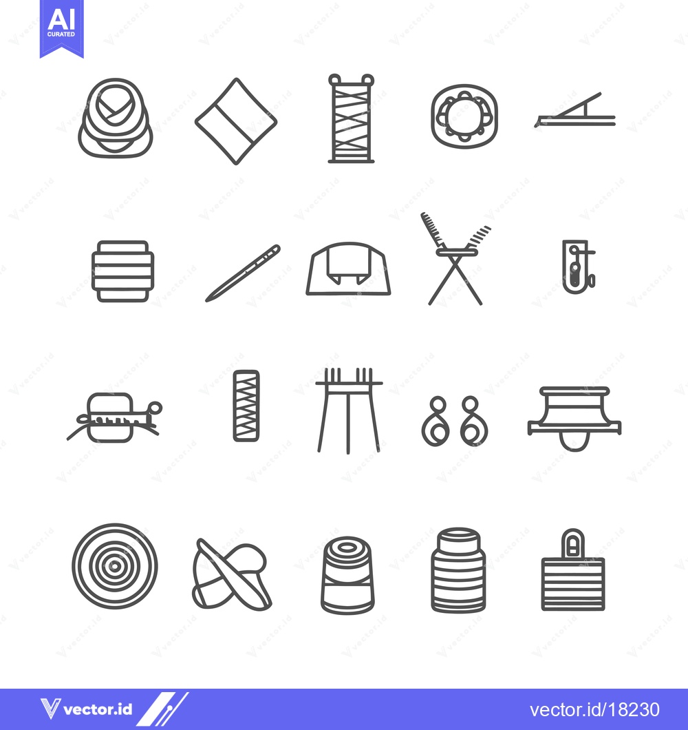 Premium Vector of A Set of 20 Sewing and Tailoring Line Icons