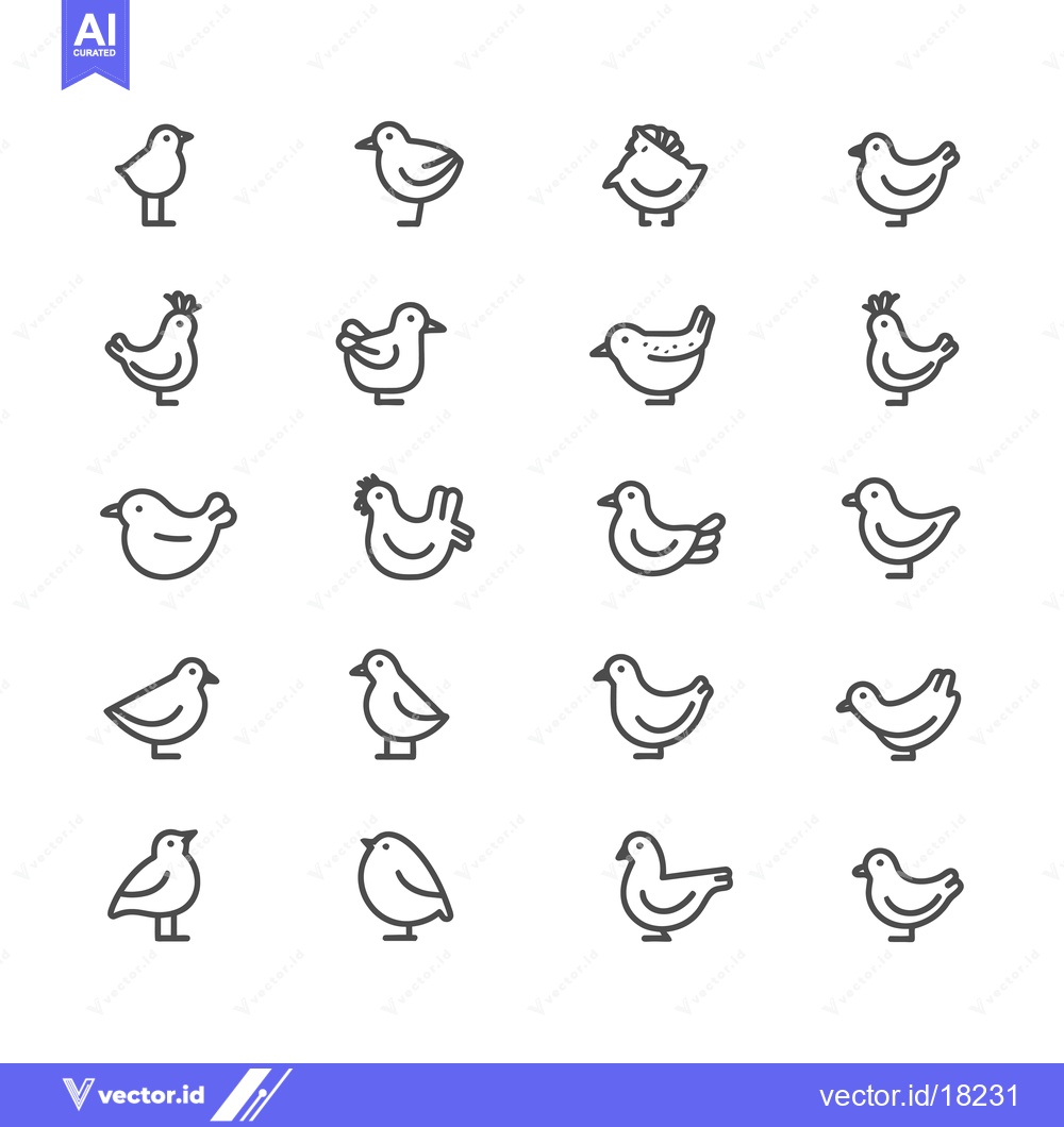 Premium Vector dari A Set of 20 Simple Bird Icons