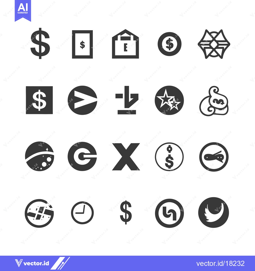Premium Vector dari A Set of 20 Simple, Black and White Finance Icons