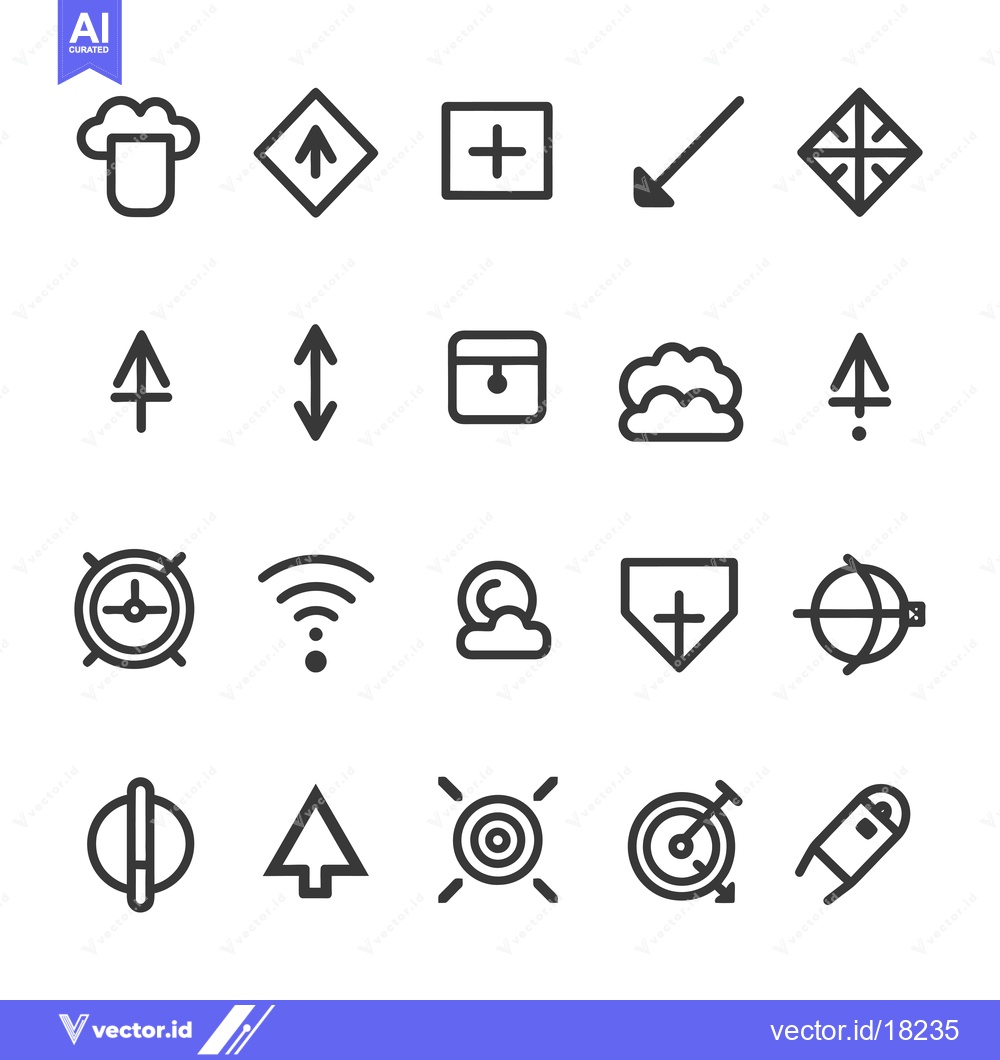 Premium Vector dari A Set of 20 Simple Black Line Arrows and Target Icons