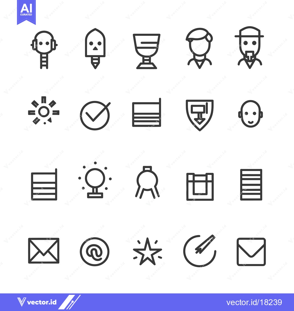 Premium Vector dari A Set of 20 Simple Line Icons