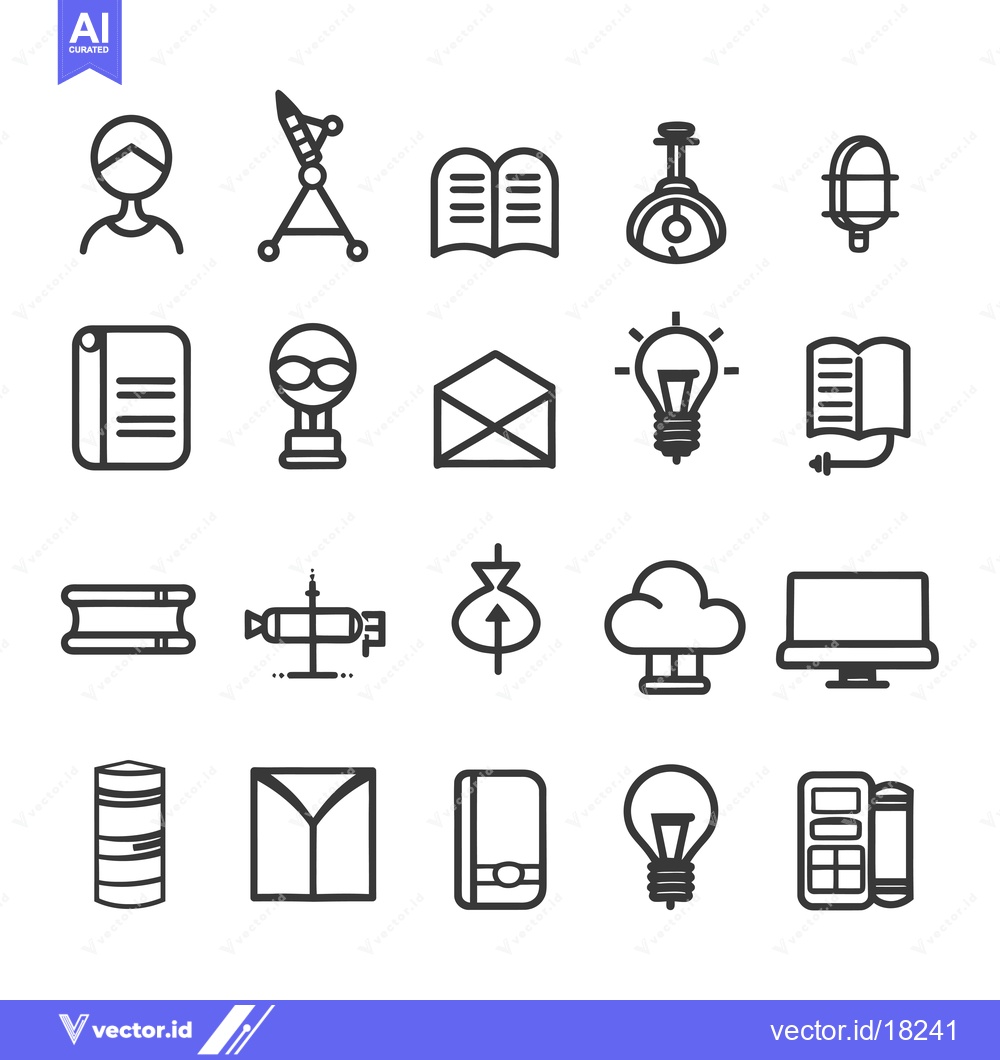 Premium Vector dari A Set of 20 Simple Line Icons Related to Education and Knowledge