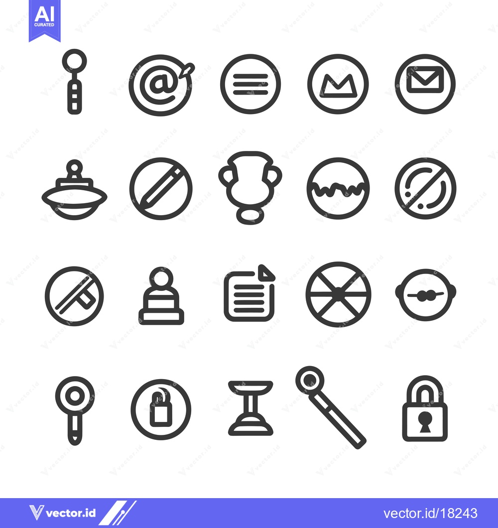 Premium Vector dari A Set of 20 Simple Line Icons with Various Subjects