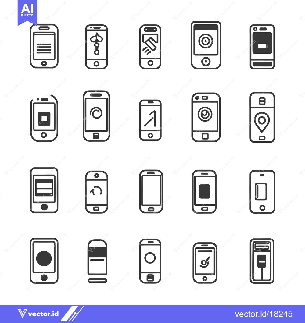 Premium Vector dari A Set of 20 Smartphone Icons with Different Applications
