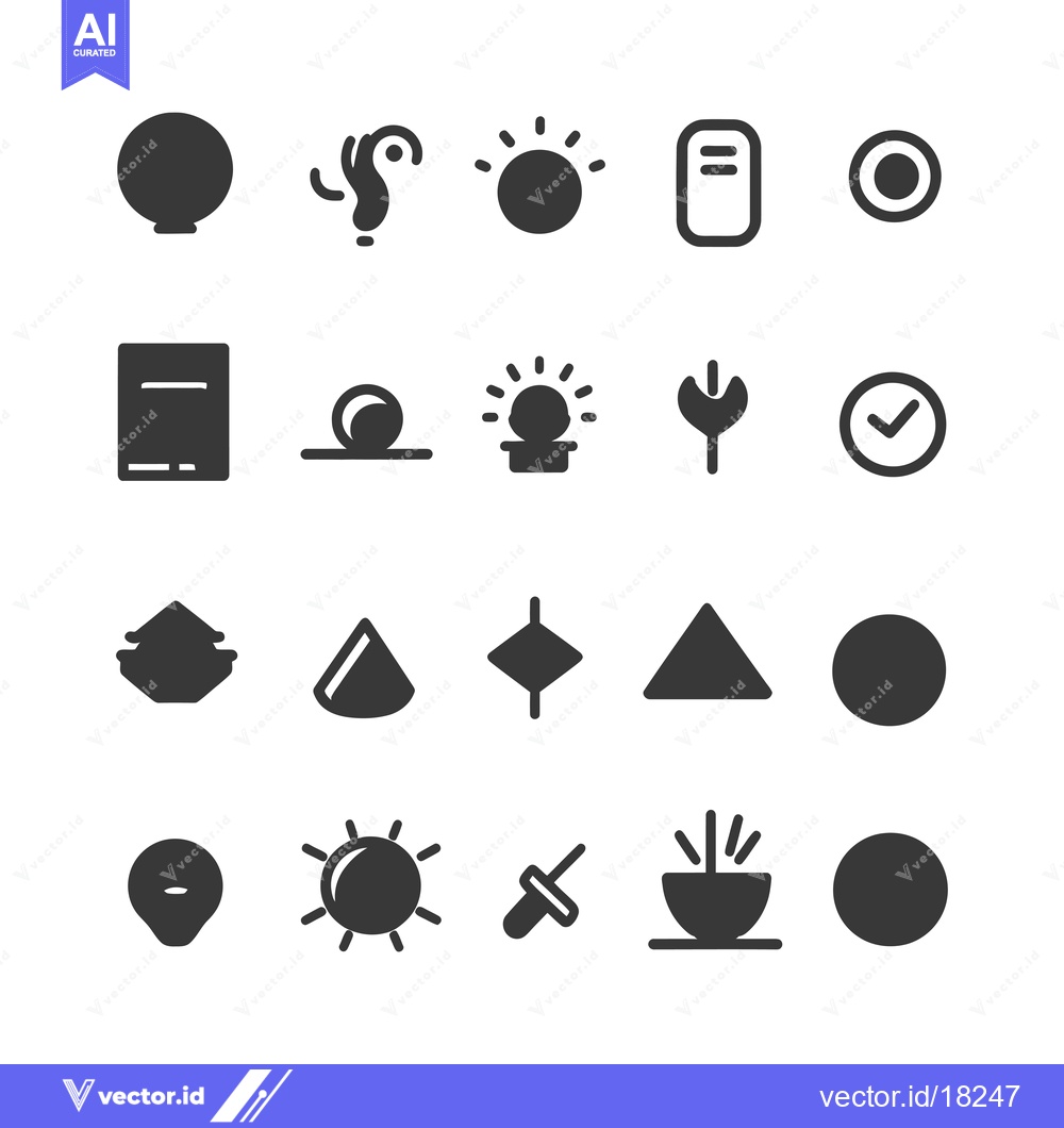 Premium Vector dari A Set of 20 Unique Black and White Icons