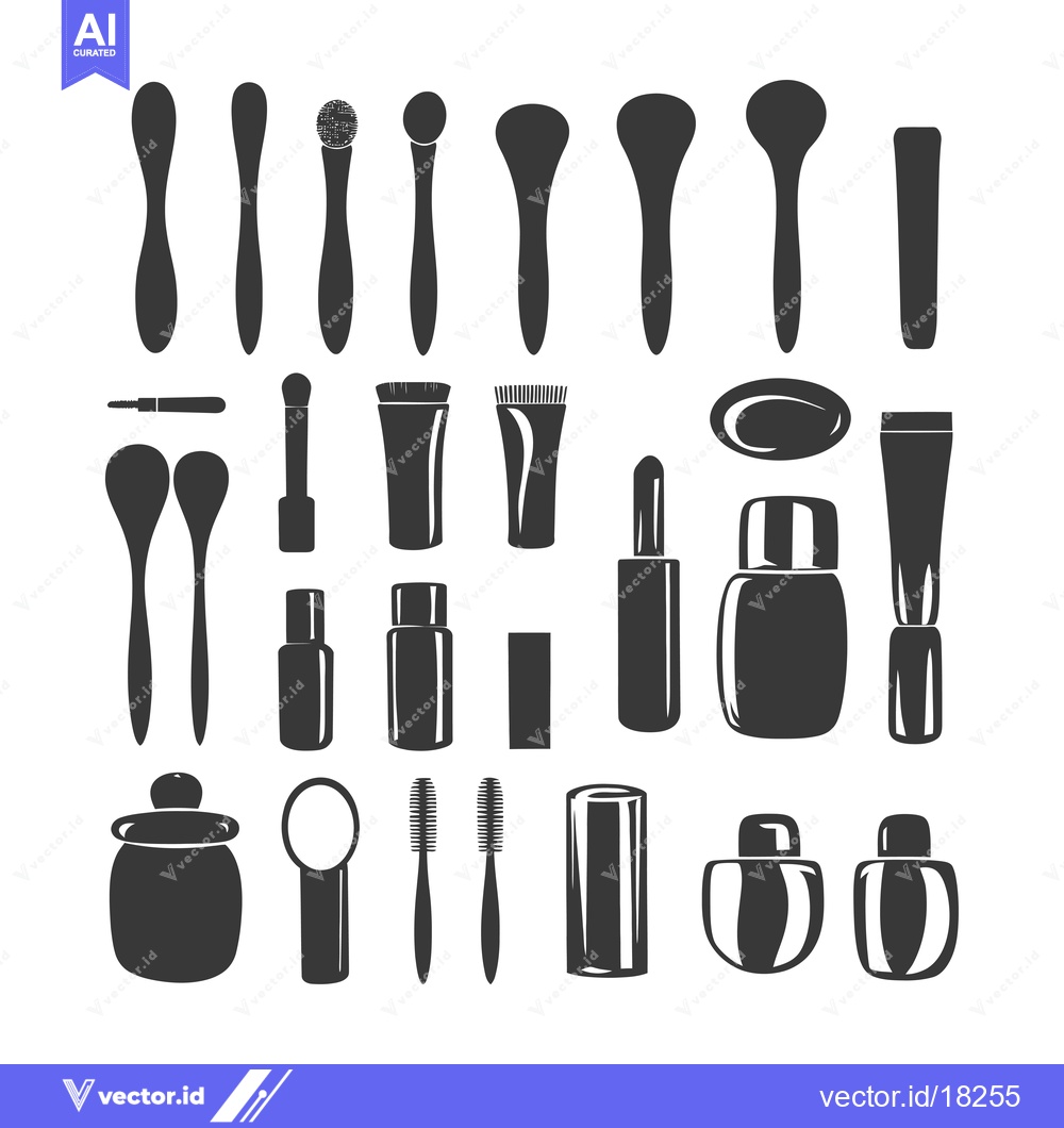 Premium Vector dari A Set of 24 Black and White Beauty Makeup and Skincare Tool Icons
