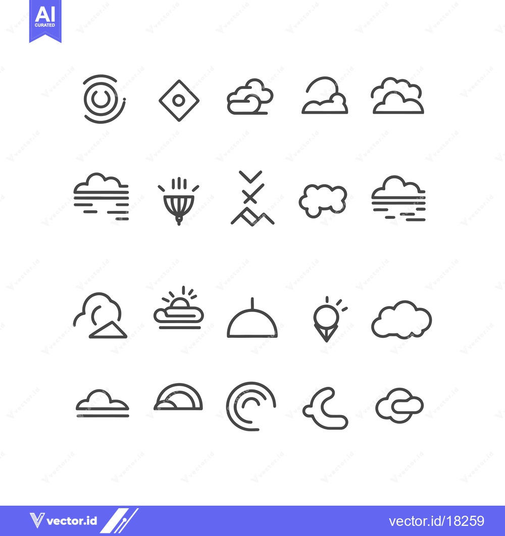 Premium Vector of A Set of 24 Cloud-Related Line Icons