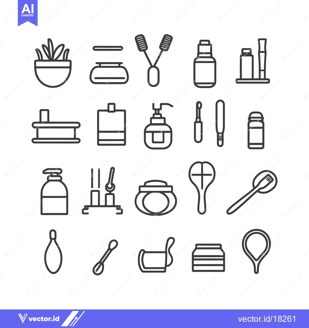 Premium Vector of A Set of 24 Outline Icons for Beauty and Cosmetic Products