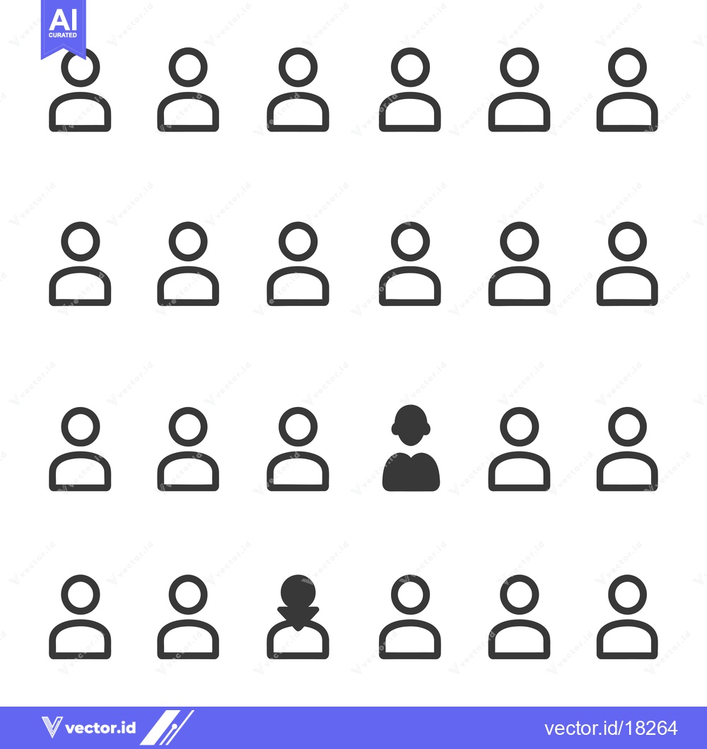 Premium Vector of A Set of 24 Simple User Icons With Variations