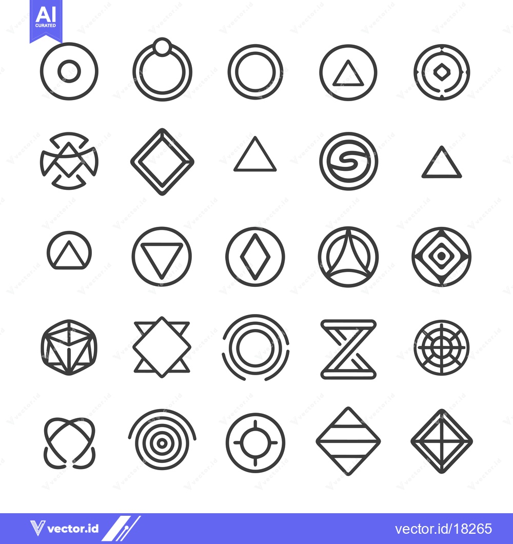 Premium Vector dari A Set of 25 Abstract Geometric Shapes in Outline Style