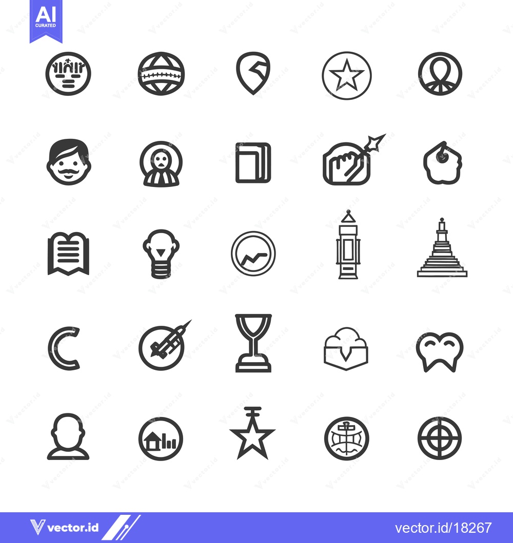 Premium Vector dari A Set Of 25 Black And White Line Icons 38851
