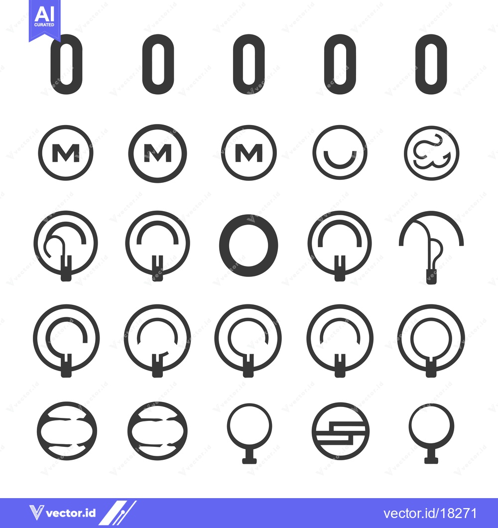 Premium Vector of A Set of 25 Circular Icons With Variations in Shape, Size, and Line St