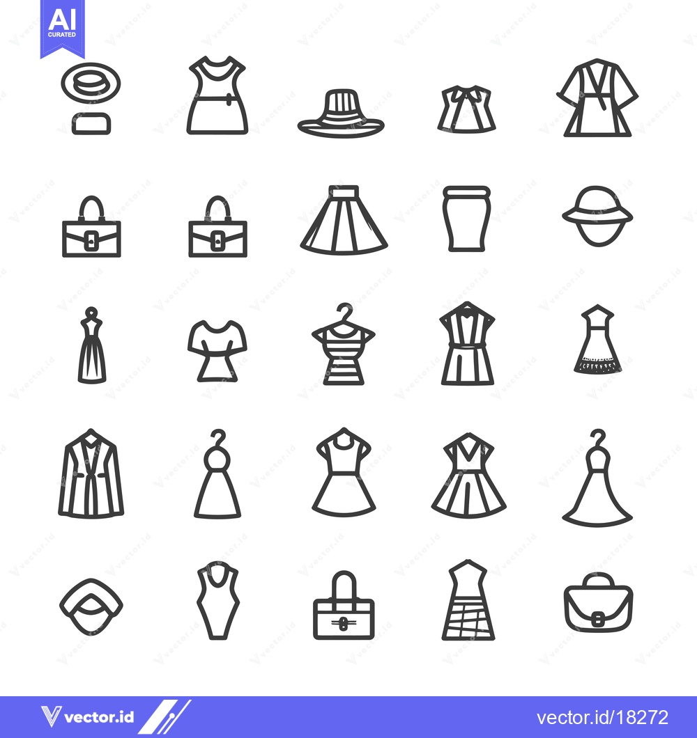Premium Vector dari A Set of 25 Clothing and Accessory Icons