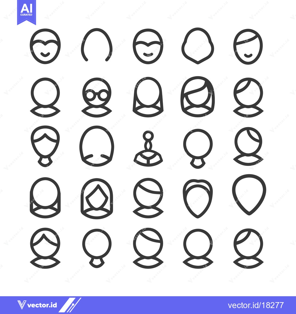 Premium Vector of A Set of 25 Line Art User Profile Icons