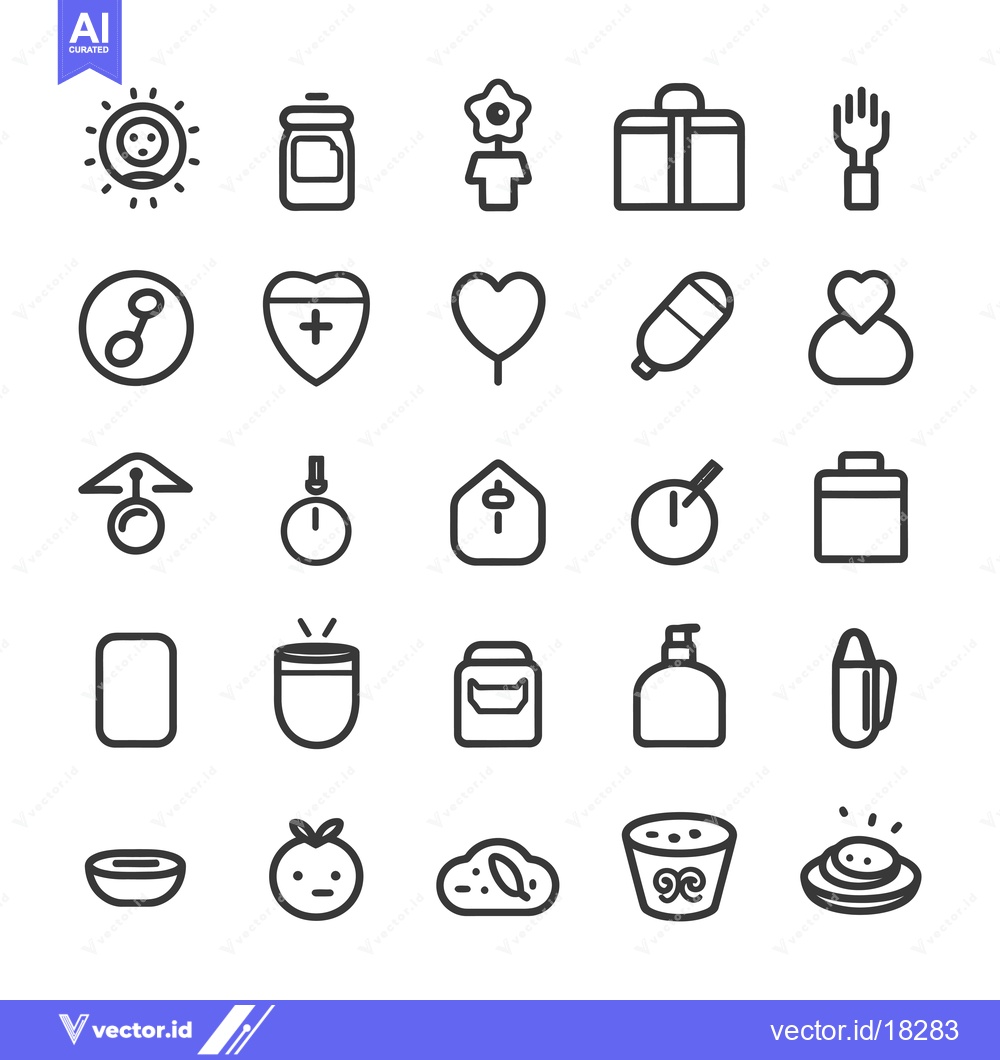Premium Vector of A Set of 25 Line Icons for Various Objects and Concepts