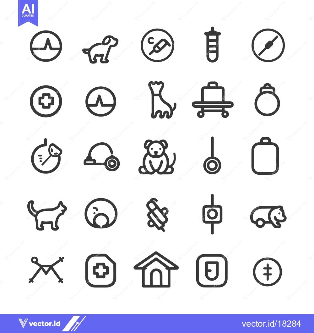 Premium Vector of A Set of 25 Line Icons Related to Veterinary Care