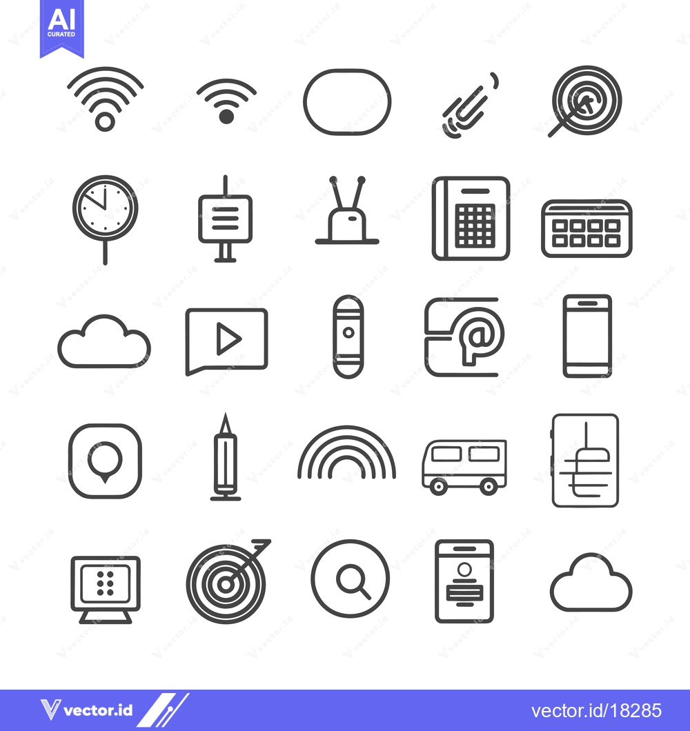 Premium Vector dari A Set of 25 Line Icons Representing Various Concepts
