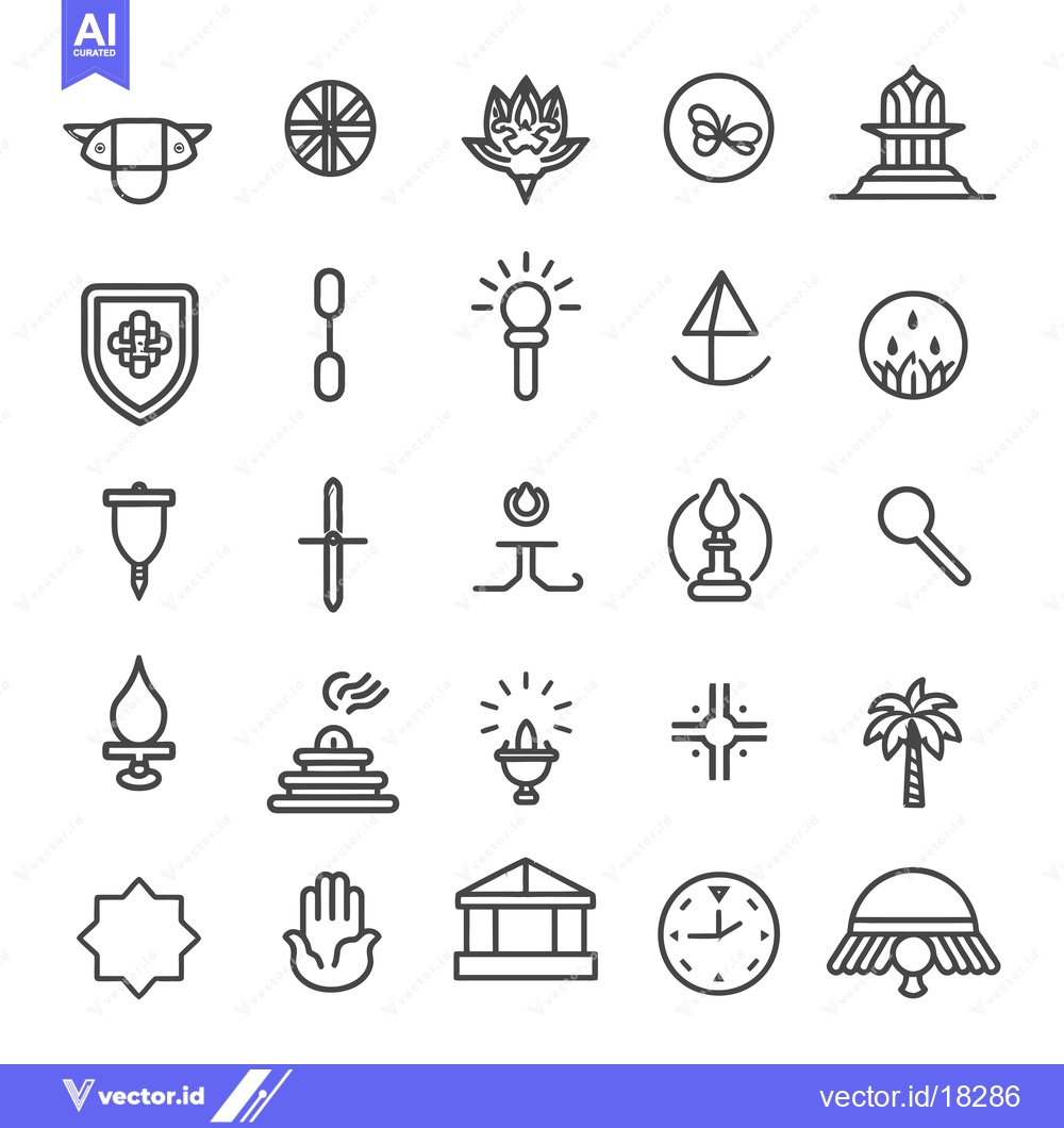 Premium Vector dari A Set of 25 Line Icons Representing Various Objects and Concepts