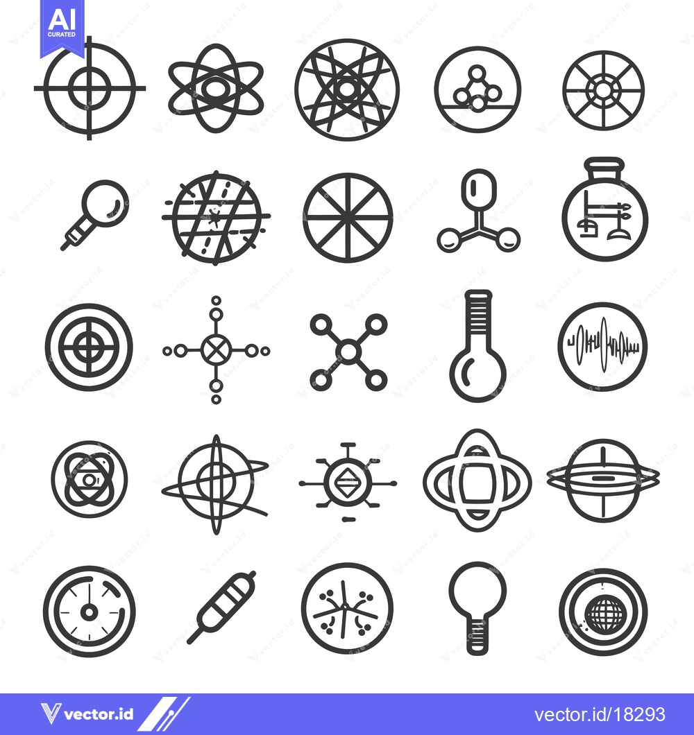 Premium Vector dari A Set of 25 Science-Related Icons in Outline Style