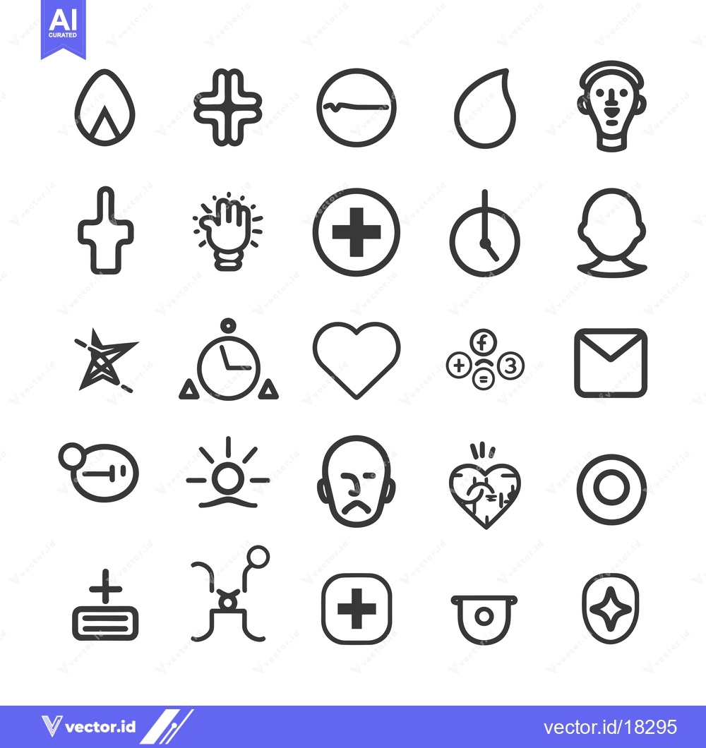 Premium Vector of A Set of 25 Simple Line Icons for Various Purposes