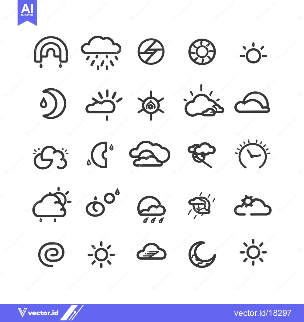 Premium Vector dari A Set of 25 Weather and Time Icons