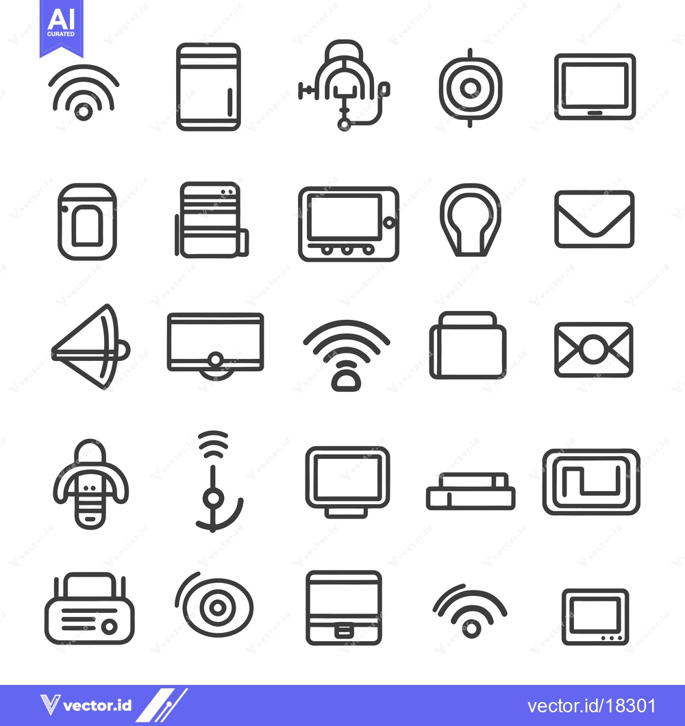 Premium Vector dari A Set of 28 Technology-Related Line Icons