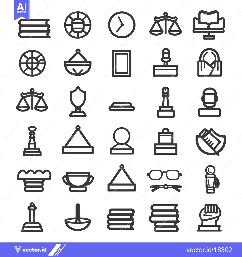 Premium Vector dari A Set of 30 Black and White Outline Icons Related to Education and Kno