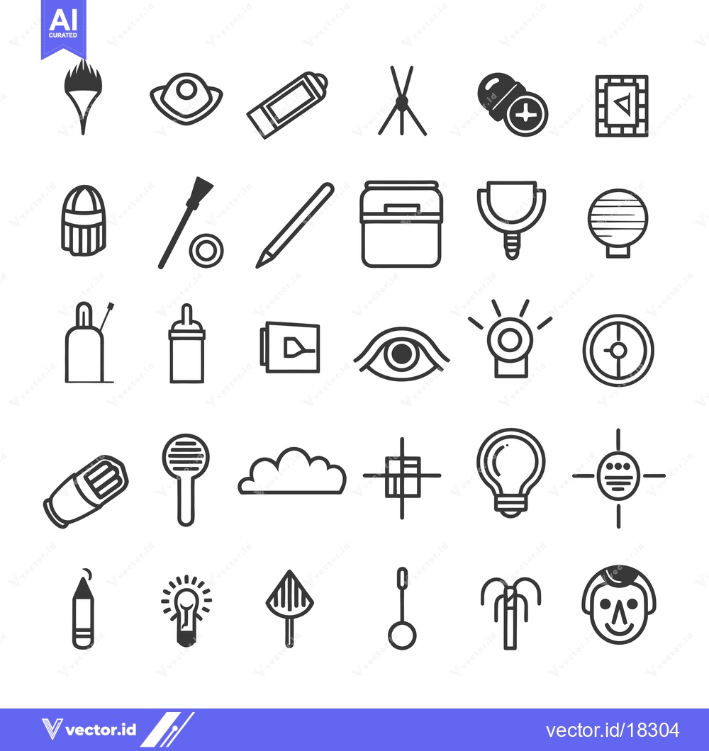 Premium Vector dari A Set of 32 Line Art Icons Representing Various Concepts