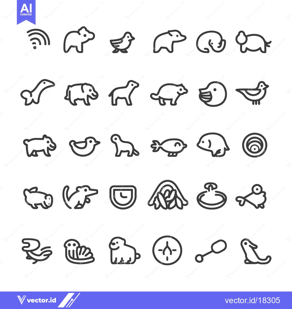 Premium Vector of A Set of 36 Animal and Bird Icons