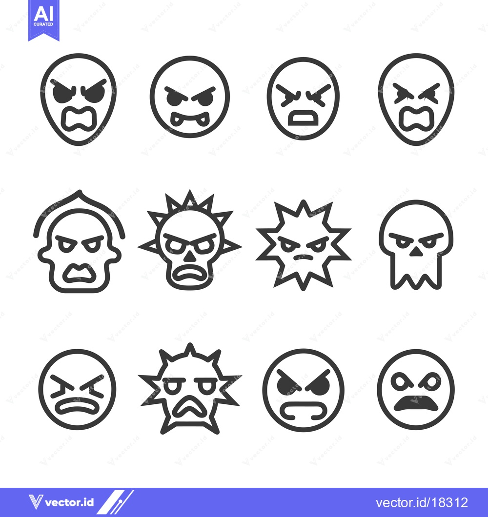 Premium Vector of A Set of Angry Emojis with Different Facial Expressions and Styles