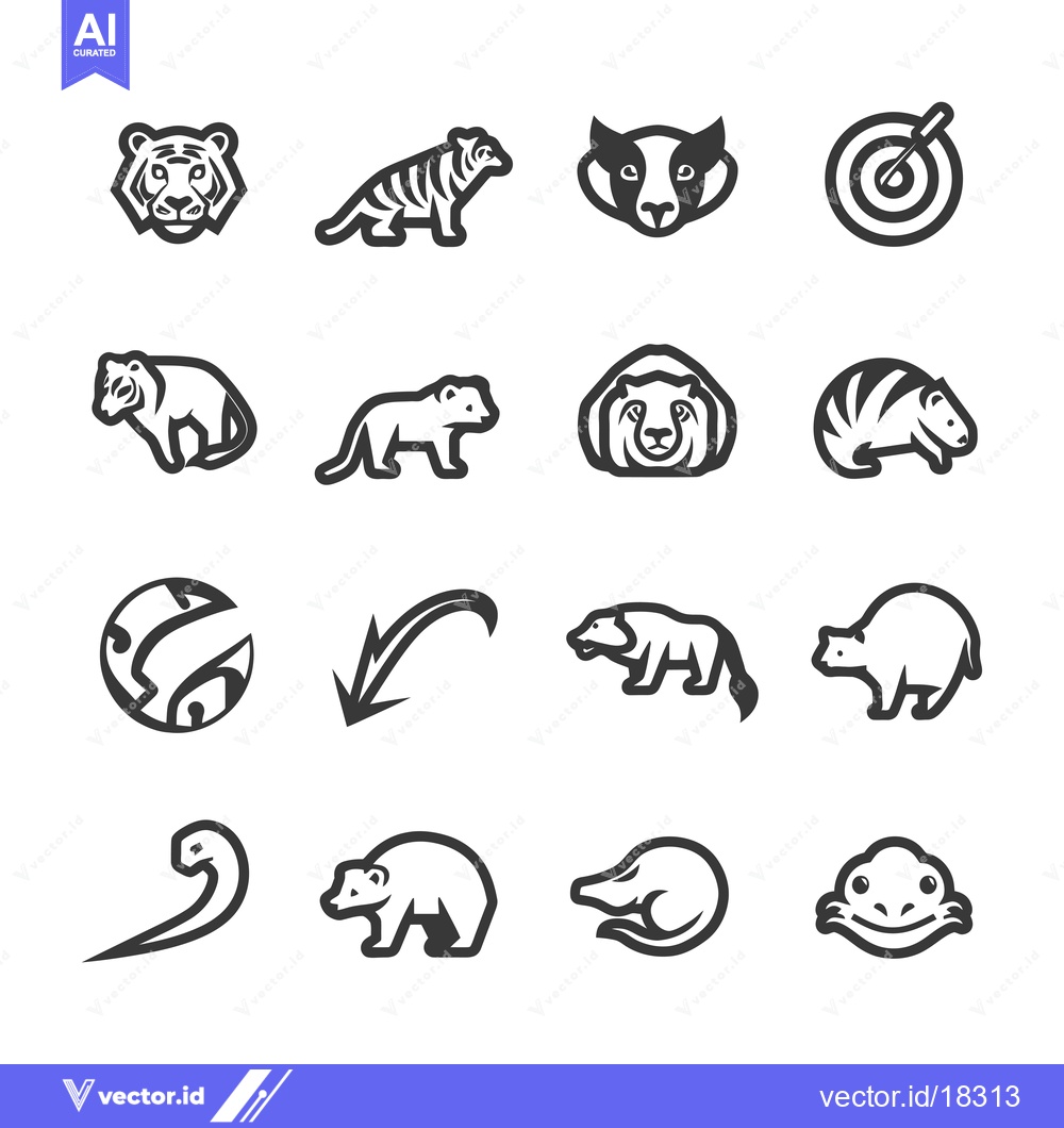 Premium Vector of A set of animal icons with black outlines