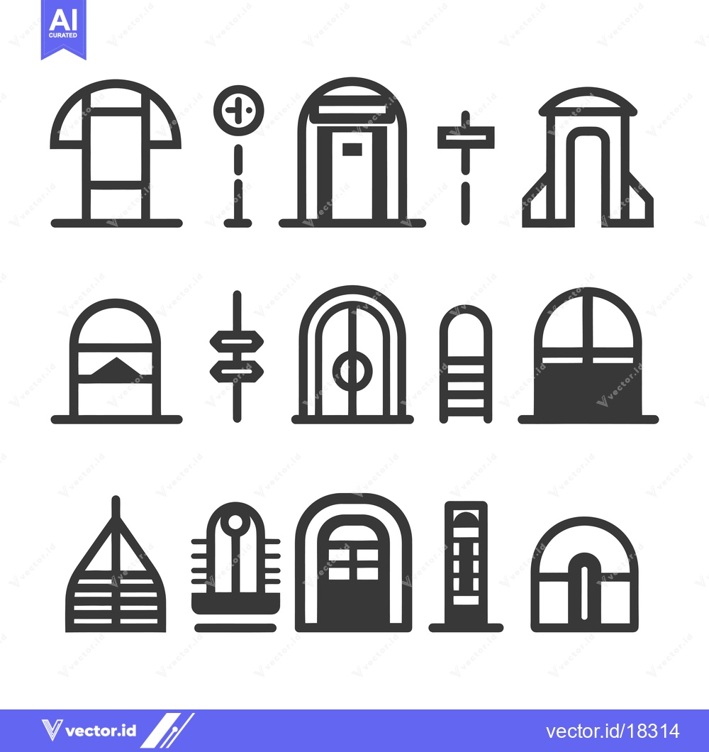 Premium Vector dari A Set of Arched Door and Window Icons