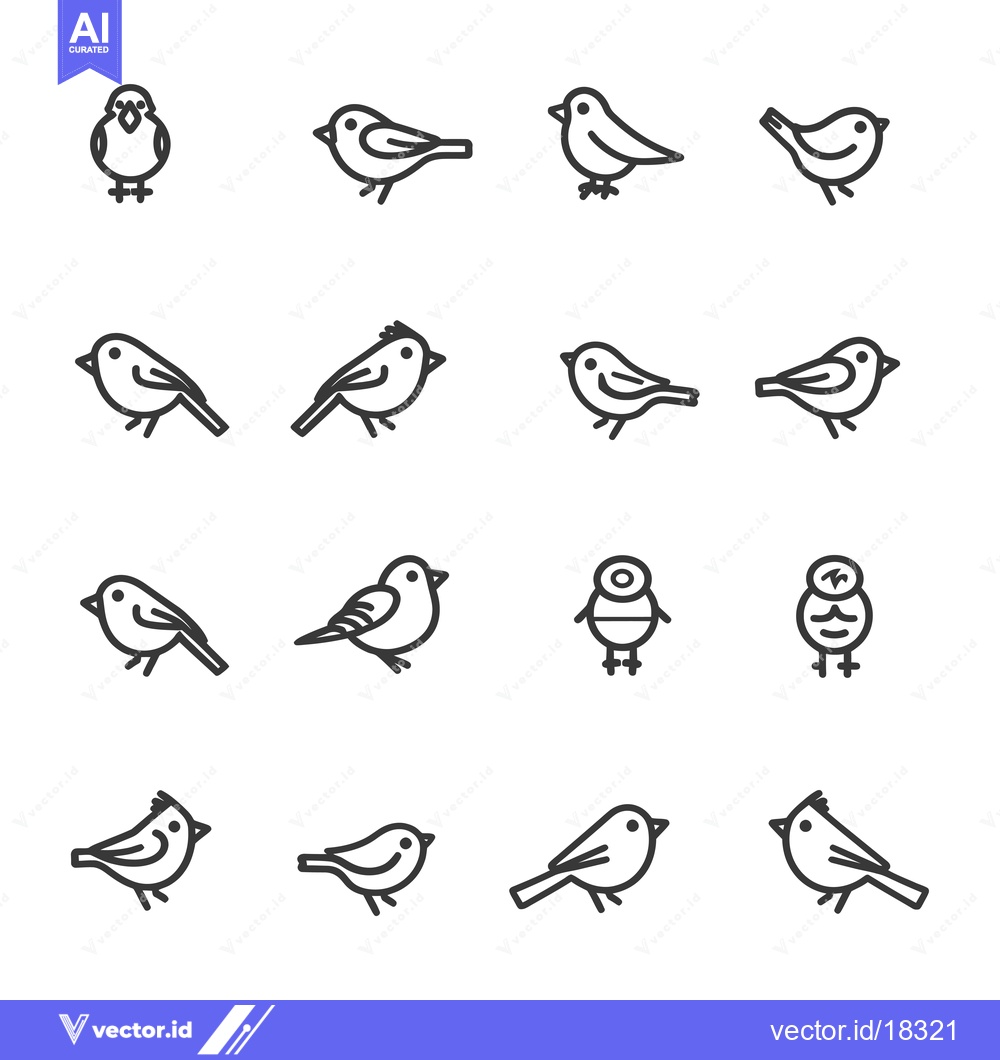 Premium Vector of A Set of Bird Icons in Outline Style