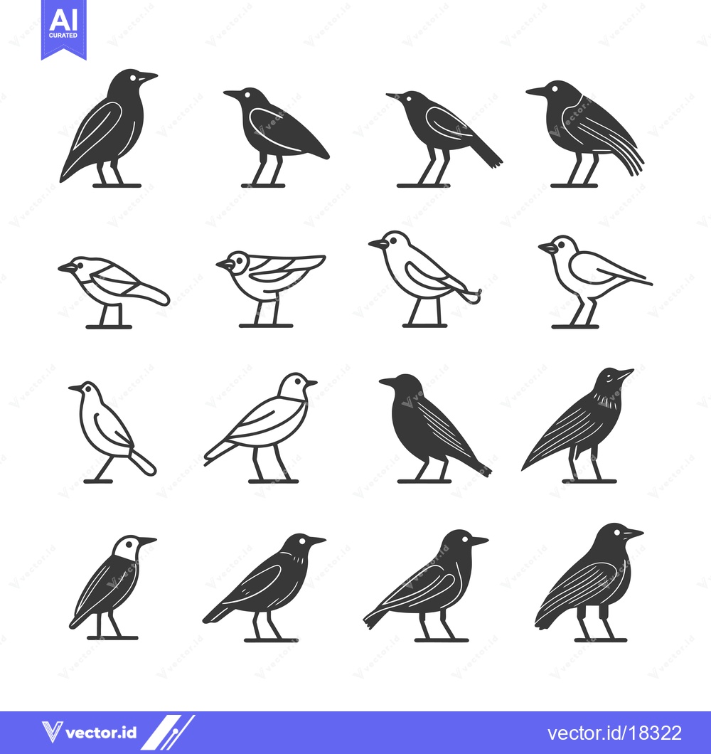 Premium Vector dari A Set of Bird Silhouettes in Various Poses