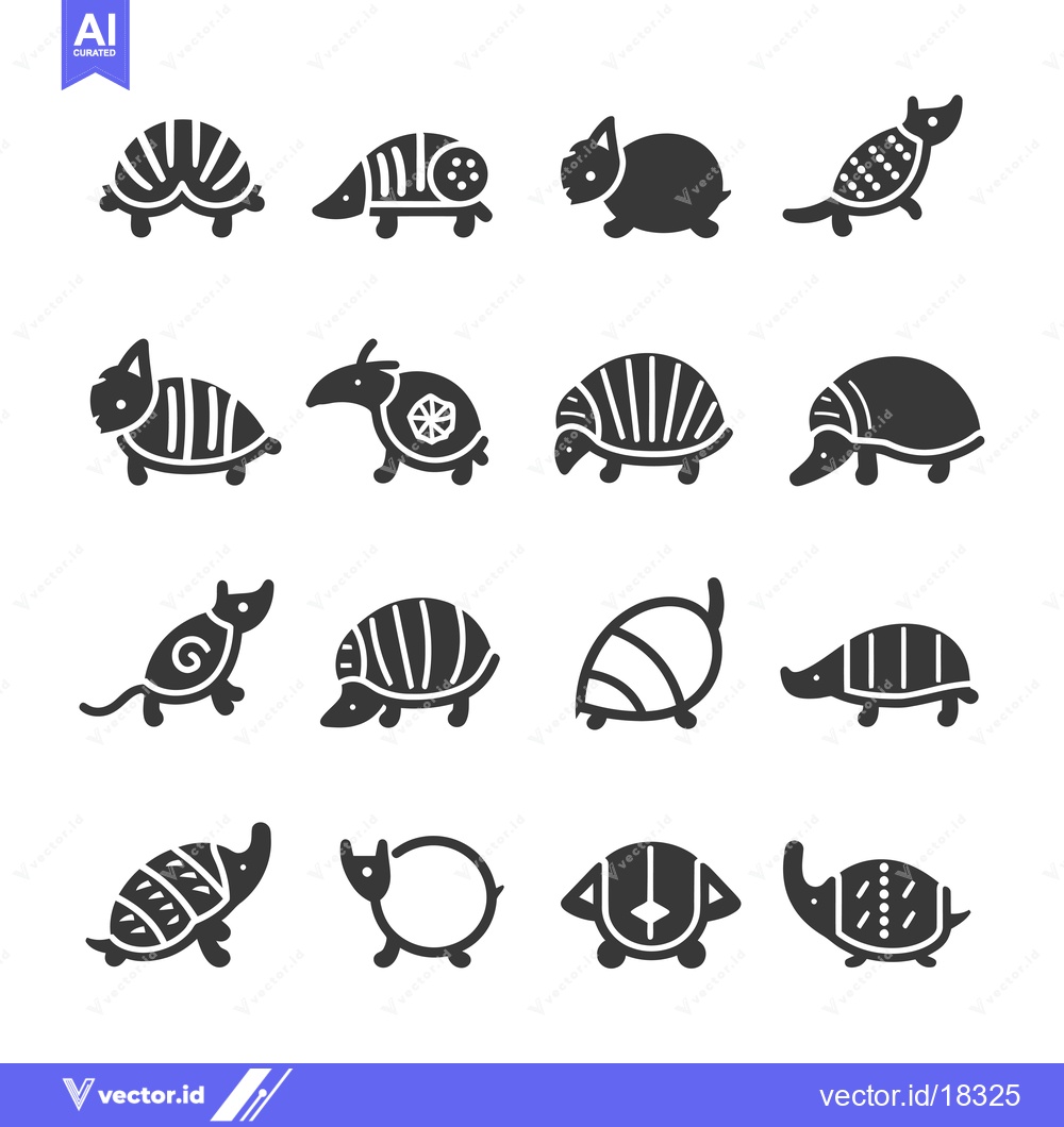 Premium Vector of A Set of Black and White Armadillo Icons