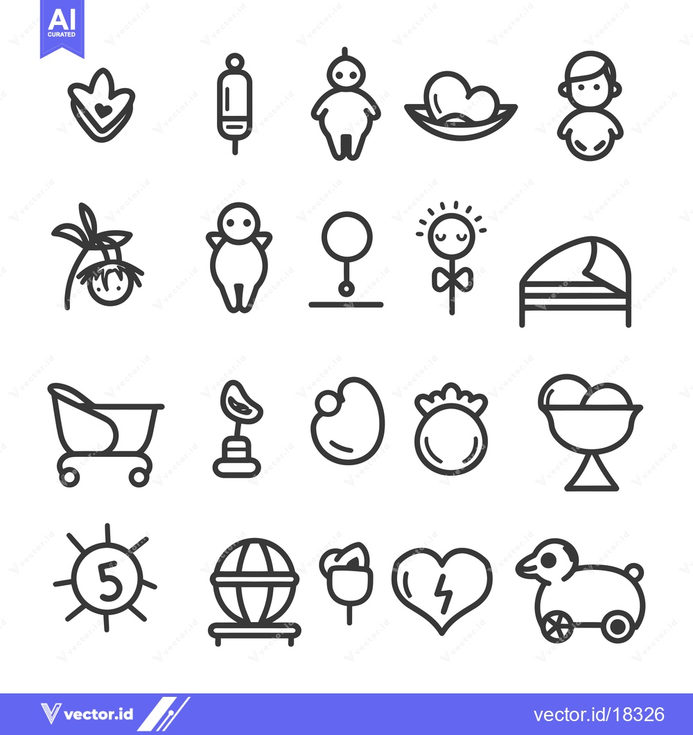 Premium Vector dari A Set of Black and White Baby-Themed Icons