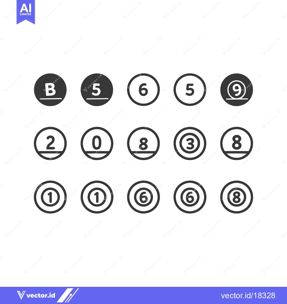 Premium Vector of A set of black and white billiard ball icons