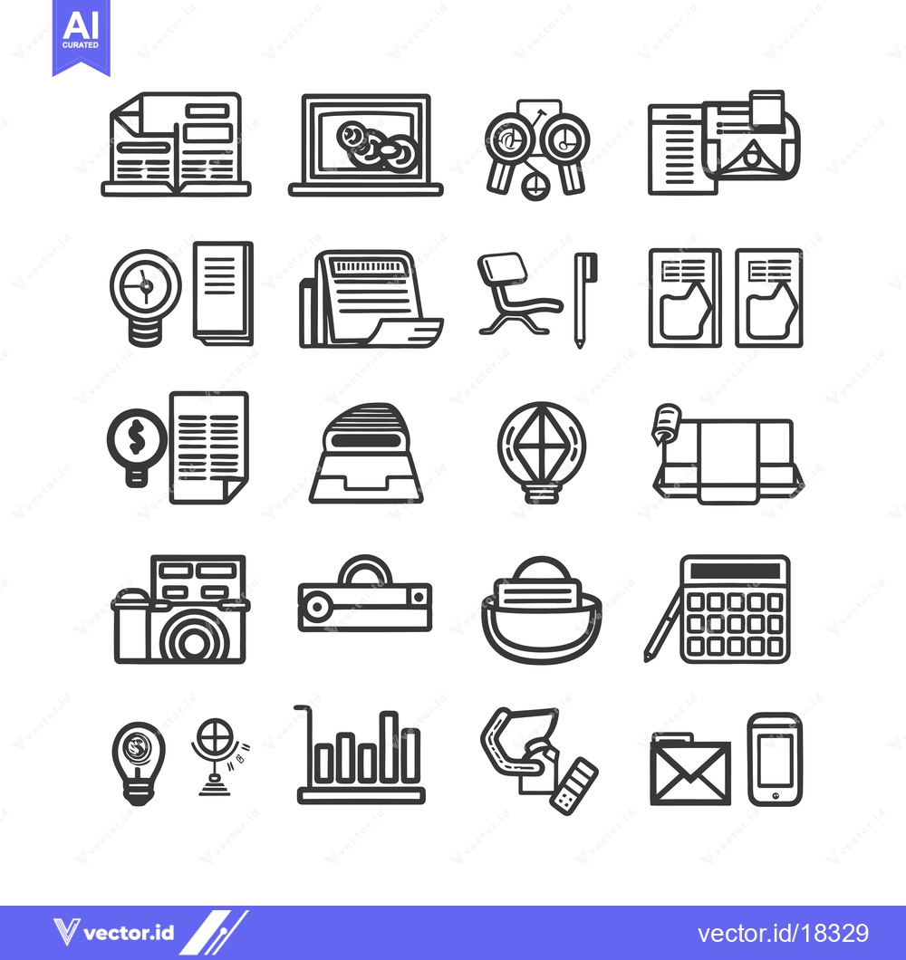 Premium Vector dari A Set of Black and White Business Icons
