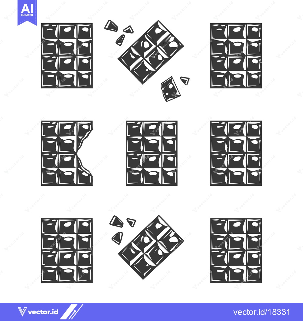 Premium Vector of A Set of Black and White Chocolate Bar Illustrations
