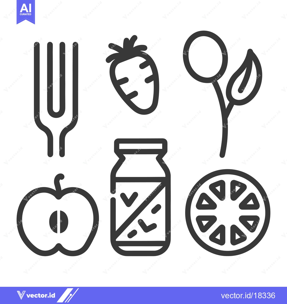 Premium Vector of A set of black and white food icons