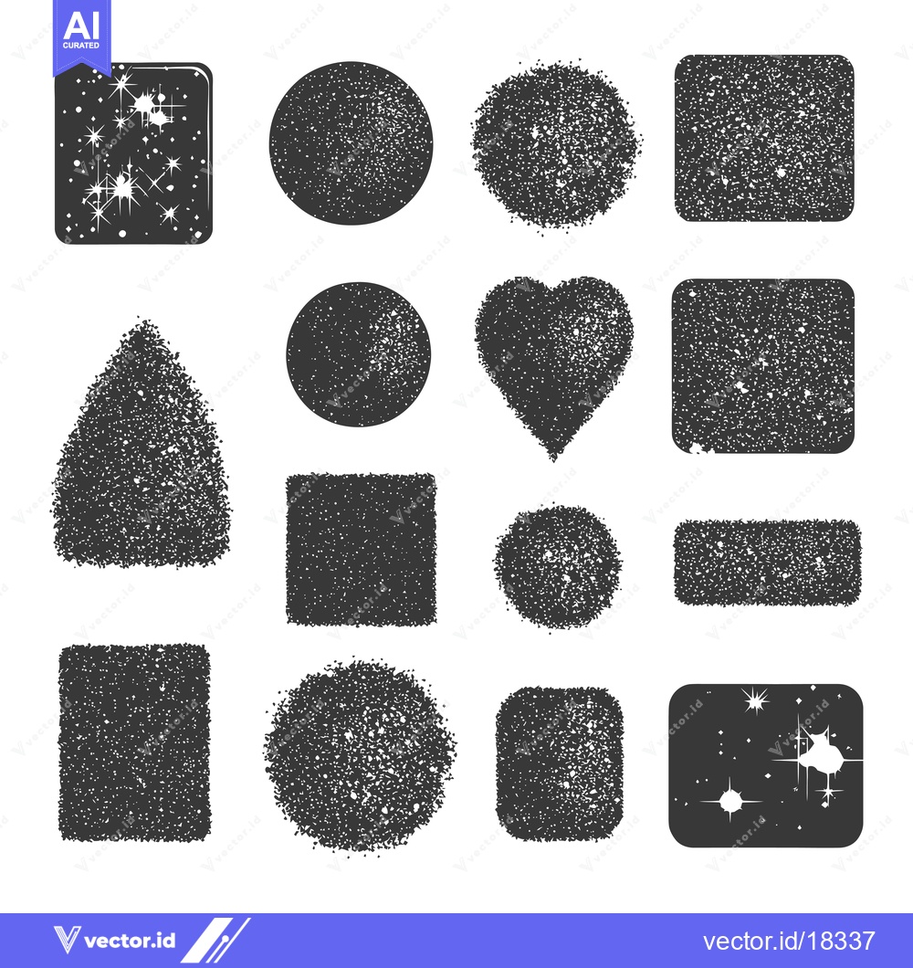 Premium Vector of A Set of Black and White Geometric Shapes with a Grunge Texture