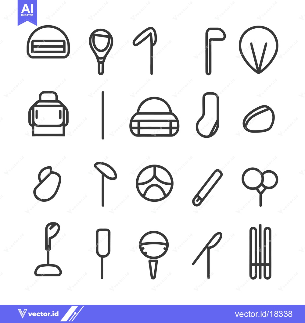 Premium Vector dari A Set of Black and White Golfing Icons