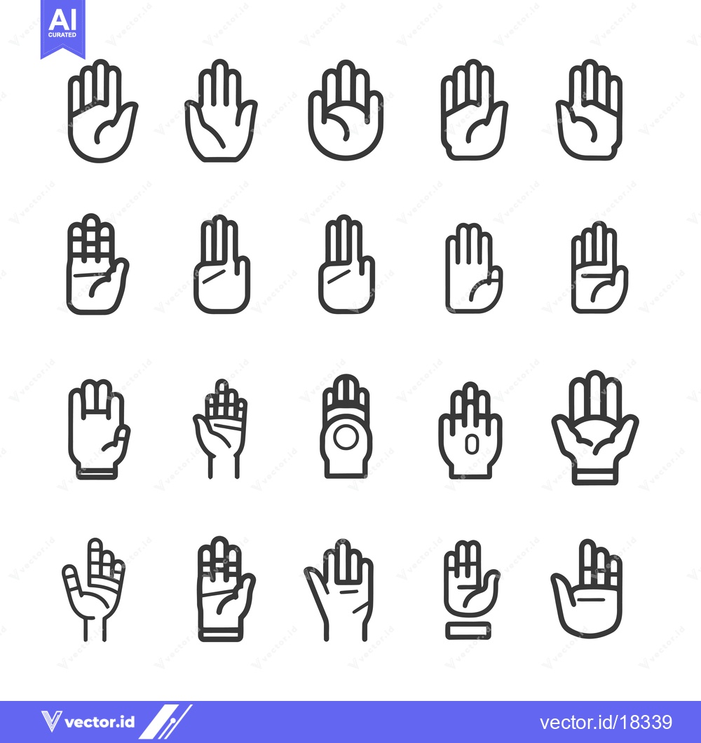 Premium Vector dari A Set of Black and White Hand Icons in Various Positions