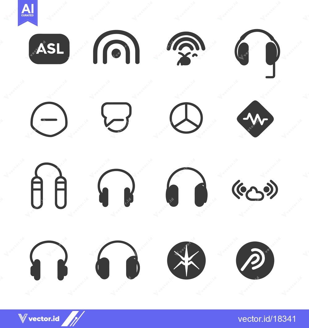 Premium Vector dari A Set of Black and White Icons Depicting Audio, Communication, and Tec