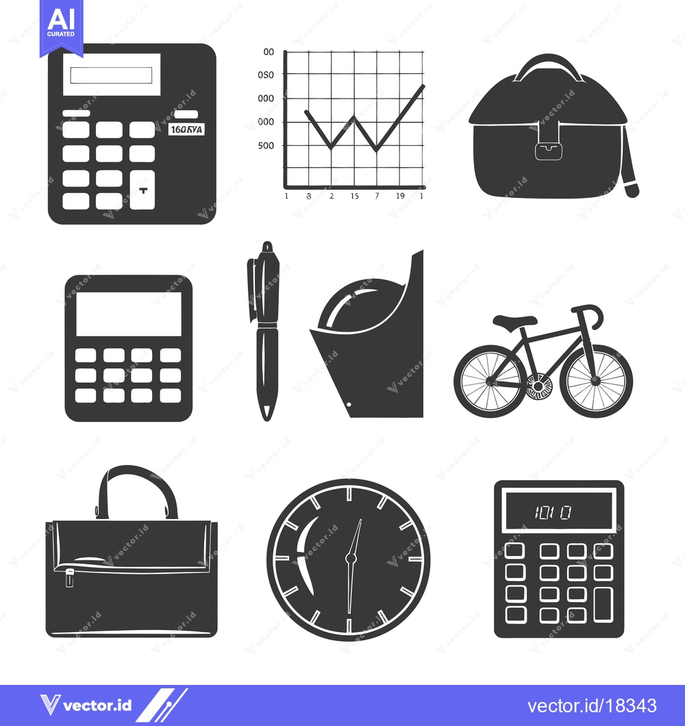 Premium Vector dari A Set of Black and White Icons Depicting Everyday Objects and Tools