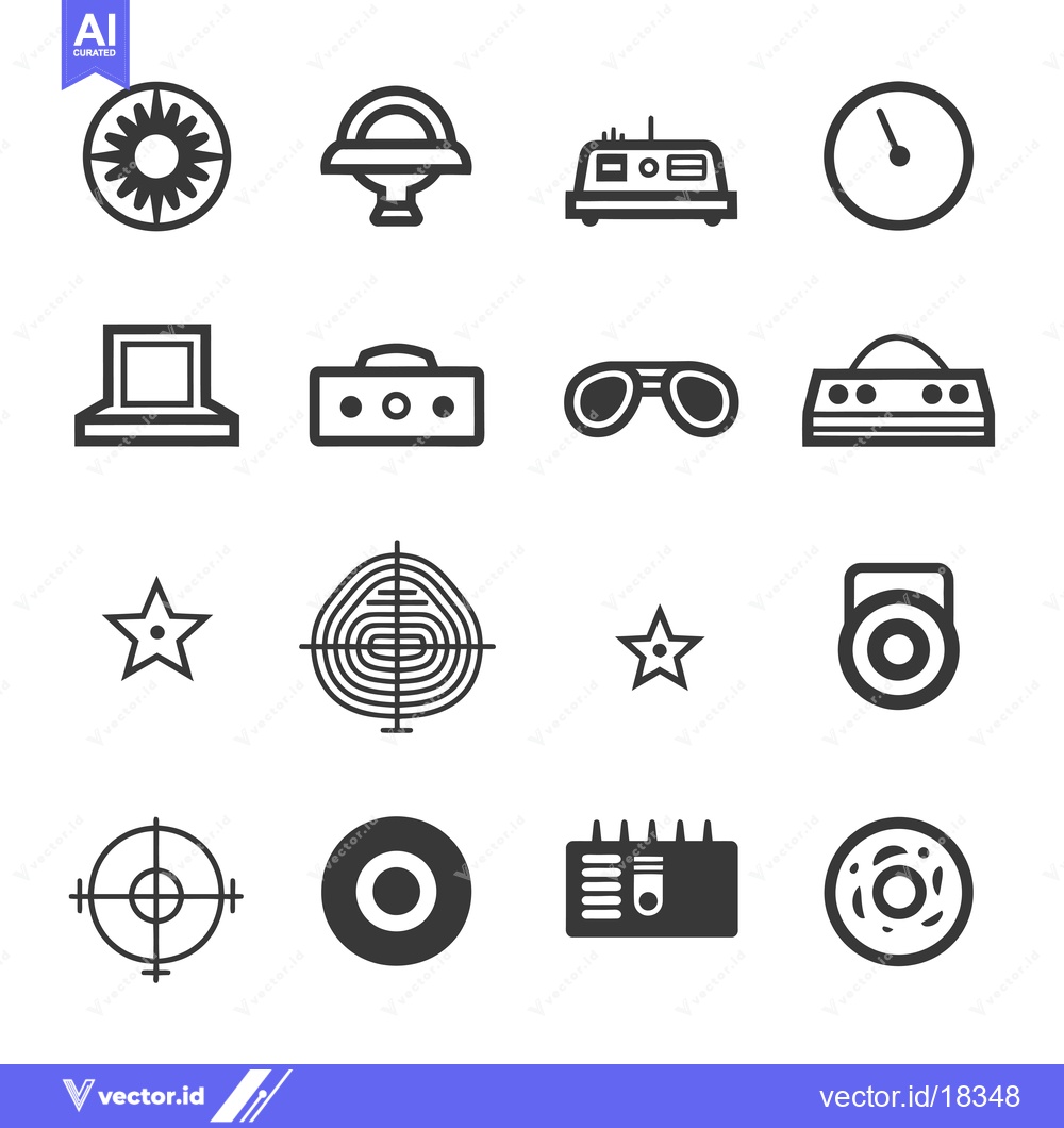 Premium Vector dari A Set of Black and White Icons Related to Science and Technology