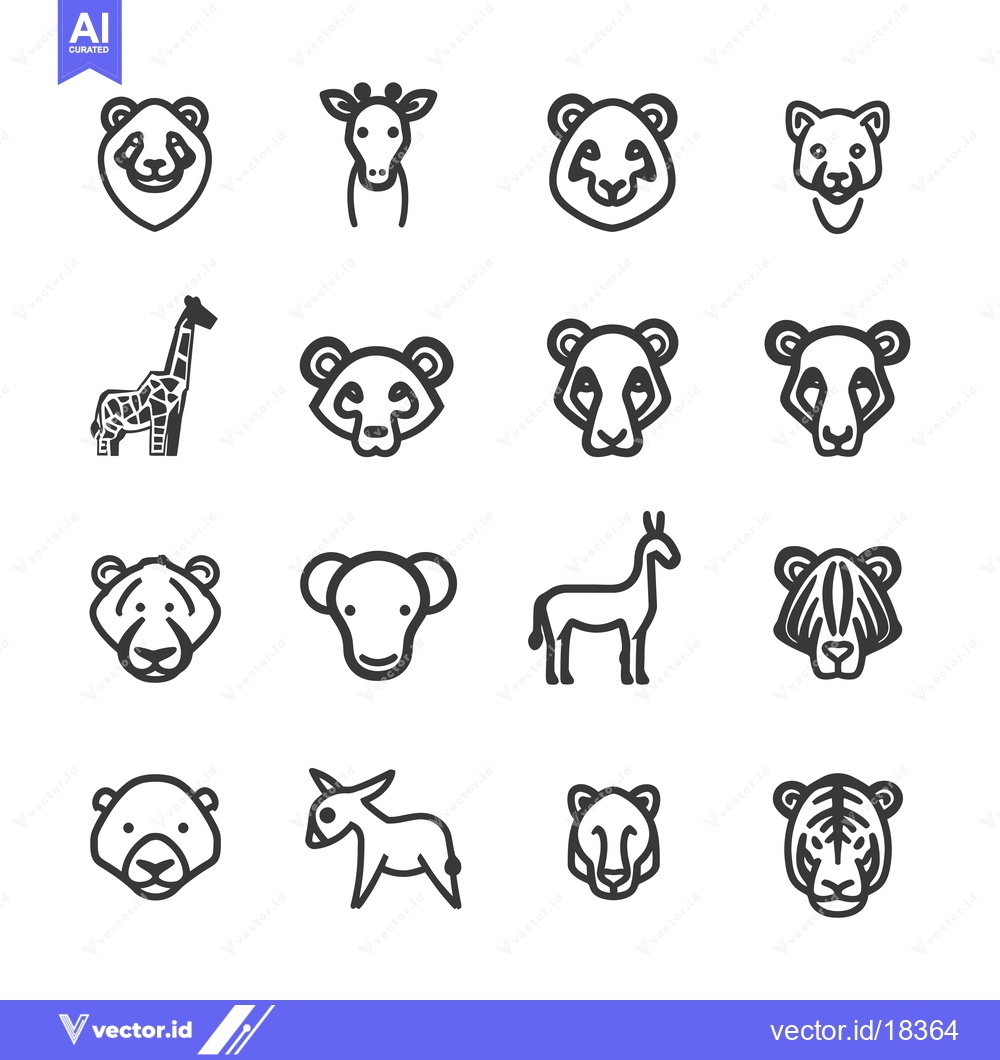 Premium Vector of A Set of Black and White Line Drawings of Various Animals